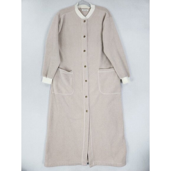 Orvis Other - Orvis Robe Womens Medium Tan Fleece Snap Front Full Length House Coat Muumuu